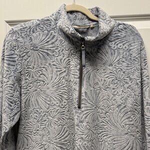 Soft Surroundings Women’s Gray Patterned Fleece 1/4 Zip Pullover